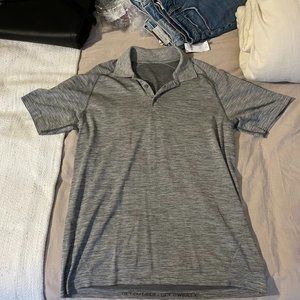 Lululemon Metal Vent Tech Polo Large Gray Shirt Short Sleeve Golf Tennis L